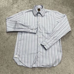 Raoul Premium Two Ply Dress Shirt Mens 15/38 Blue Striped 100% Cotton Work NWOT